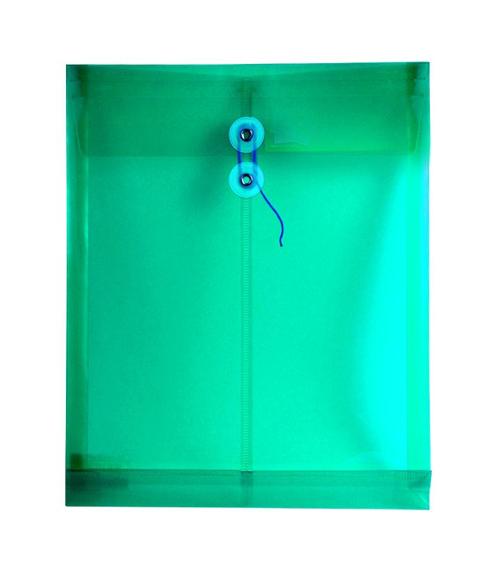 Envelopes : Letter Size Poly String Envelope with Expandable Gusset, 6pc  Mix Colors Set(1green,1blue,2clear,1purple,1red), Water/tear Resistant- translucent